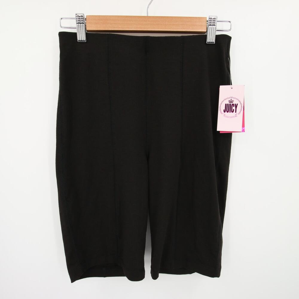 Juicy Couture Biker Shorts Black Super Soft Center Seam High Rise Size S NWT